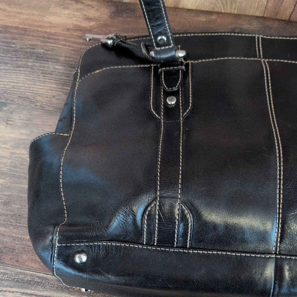 Fossil Large Heavy Black Leather Laptop Tote Office Travel Bag          C279 - Picture 13 of 16